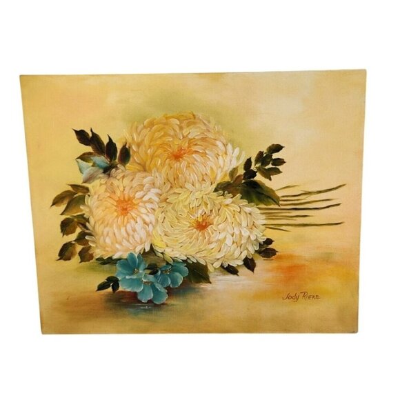 Original Floral Painting By Jody Rieke With Yellow & Blue Flowers On Canvas 20x1 - Picture 6 of 8